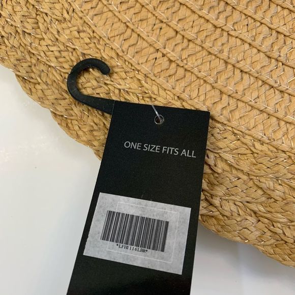 Floppy Straw Sun Hat 5” w/ Silk Bow - Tan - Picture 4 of 8